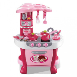 Veľká detská kuchynka s dotykovým senzorom Baby Mix + príslušenstvo ružová