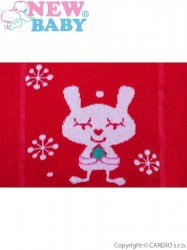 Vianočné bavlnené pančucháčky New Baby červené s vločkami a mačičkou #1