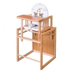 Vložka do drevených jedálenských stoličiek typu New Baby Victory biela medvedík a srdiečko #1