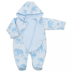 Zateplená dojčenská kombinéza s kapucňou Baby Service Slony modrá #1