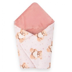 Zateplená zavinovačka do autosedačky New Baby Love Teddy Bear pink ružová #1