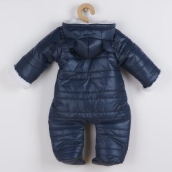 Zimná dojčenská kombinéza s kapucňou s uškami New Baby Pumi blue modrá #1