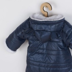 Zimná dojčenská kombinéza s kapucňou s uškami New Baby Pumi blue modrá #2