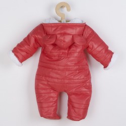 Zimná dojčenská kombinéza s kapucňou s uškami New Baby Pumi red raspberry Červená #2