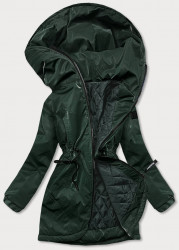 Dámska  bunda s kapucňou B8105, tmavozelená