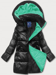 Dámska bunda z ekokože PLUS SIZE AG6-20B, čierna/zelená