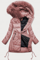 Dámska zimná bunda s prešívaním 7690BIG ružová