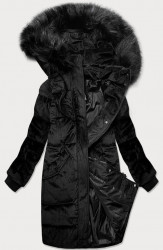 Dlhá menčestrová bunda s kapucňou 7764 čierna - Amando