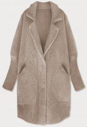 Dlhý vlnený kabát alpaka 7108, béžový
