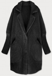 Dlhý vlnený kabát alpaka 7108, čierny
