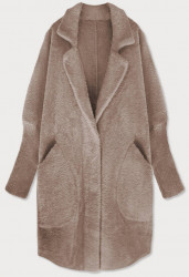 Dlhý vlnený kabát alpaka béžový 7108 - Amando