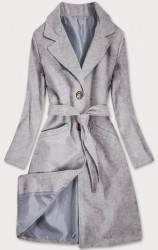 Klasický dámsky kabát s opaskom sivý 22800