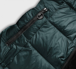 Obojstranná bunda s kožušinou B8052-51, tmavozelená/čierna #4