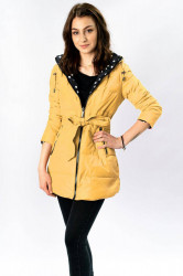Obojstranná dámska bunda s bodkami W352 žltá - Amando #1