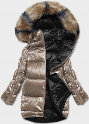 Obojstranná zimná bunda H-1088-91, béžová/čierna