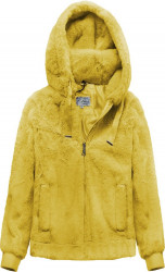 Plyšová bunda s kapucňou 2019 žltá