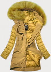 Štýlová dámska zimná bunda 7708 žltá
