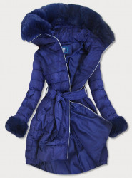 Zimná bunda s opaskom X006X modrá - Amando