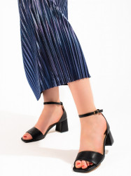 Dizajnové dámske čierne  sandále na širokom podpätku #1