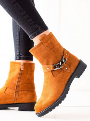 Dizajnové dámske oranžové  členkové topánky na plochom podpätku #3