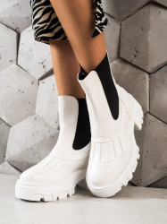 Exkluzívne dámske biele  členkové topánky na plochom podpätku #2