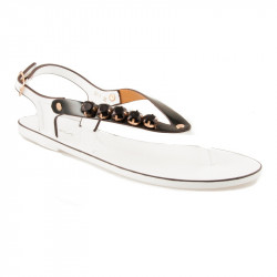 Fantastické bielo-čierne gumené sandále #1