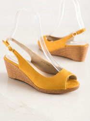 Jedinečné dámske  sandále zlaté na kline #2