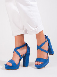 Komfortné dámske  sandále modré na ihlovom podpätku #1