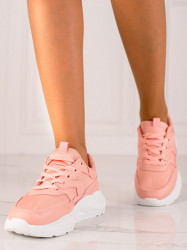 Komfortné ružové  tenisky dámske bez podpätku #1