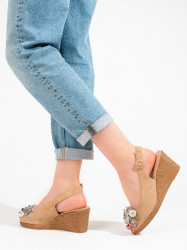 Komfortné  sandále hnedé dámske na kline #2