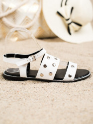 Krásne dámske  sandále biele bez podpätku #3