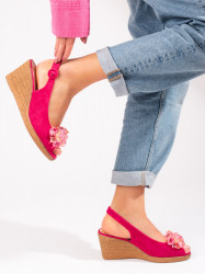 Krásne ružové dámske  sandále na kline #1