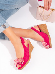 Krásne ružové dámske  sandále na kline #2