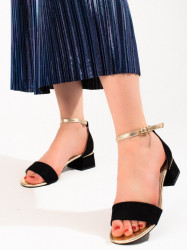 Krásne  sandále čierne dámske na širokom podpätku #2