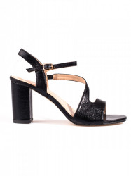Luxusné čierne  sandále dámske na širokom podpätku #3