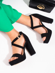 Luxusné  sandále dámske čierne na ihlovom podpätku #1