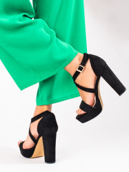 Luxusné  sandále dámske čierne na ihlovom podpätku #2