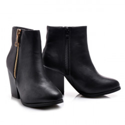 Parádne čierne členkové dámske topánky s módnym zipsom #2