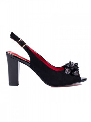 Pekné čierne dámske  sandále na širokom podpätku #3