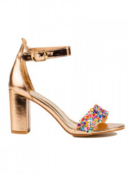 Pekné  sandále zlaté dámske na širokom podpätku #3