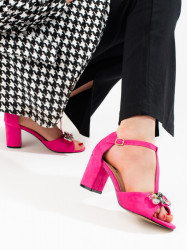 Pohodlné  sandále ružové dámske na širokom podpätku #1