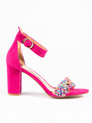 Praktické  sandále dámske ružové na širokom podpätku #3