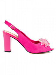 štýlové dámske ružové  sandále na širokom podpätku #3