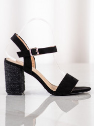 Trendy dámske čierne  sandále na širokom podpätku #3
