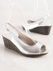 Trendy dámske strieborné  sandále na kline #2