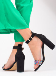 Trendy  sandále dámske čierne na širokom podpätku #2