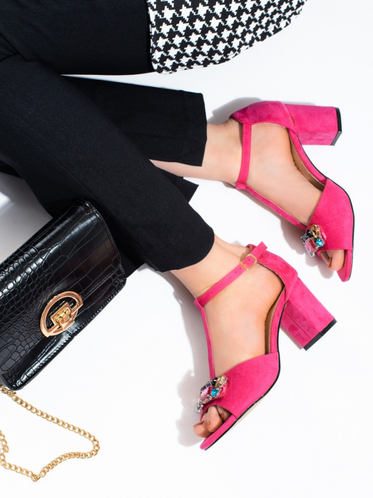 Pohodlné  sandále ružové dámske na širokom podpätku