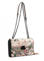 Crossbody dámska kabelka na retiazke s potlačou 6257 ružová #1