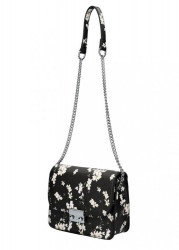 Crossbody dámska kabelka na retiazke v kvetovanom motíve XS7033 čierna #1