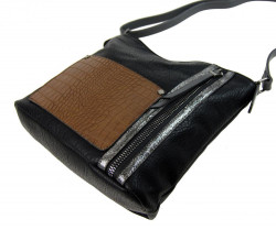Dámska crossbody kabelka s čelnou kroko kapsičkou F-014 čierna #2